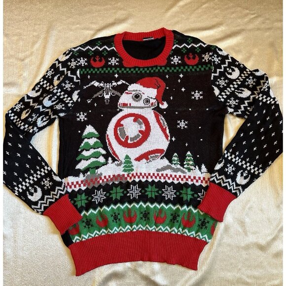 STAR WARS Ugly Christmas Sweater‎ Mens XL BB8 Droid Holiday Party Comics Xmas - Picture 1 of 6